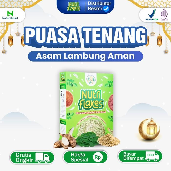 

EatFr3sh- 1 Box Nutriflakes - Sereal Dengan Bahan Alami Umbi Garut - BPOM & Halal - Granola & Susu