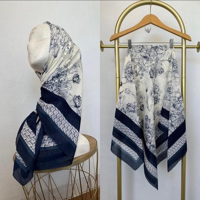 syukron- Hijab Segiempat Voal Motif Songket / Jilbab Segi Empat Voal Motif Batik Mewah Kerudung