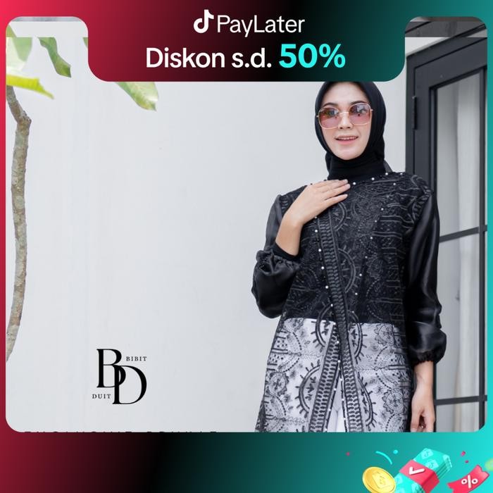 Hijmi- Outer FIONA Cardigan Organza Brukat Panjang - Kardigan Baju Muslim Hari Raya - Auter