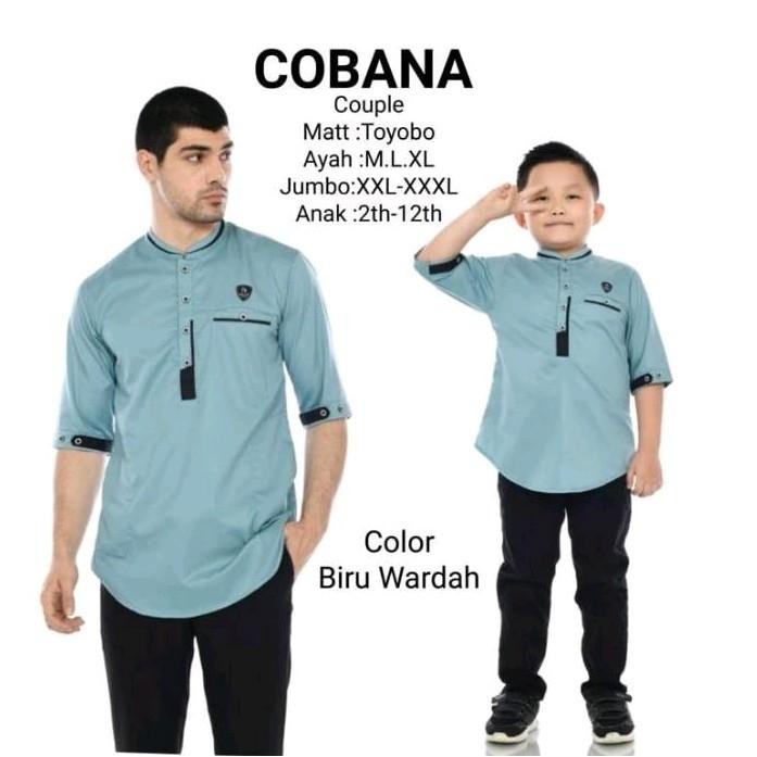 Zuhud- Cobana Store - Baju Koko Muslim Kurta Pakistan Warna BIRU WARDAH Terbaru