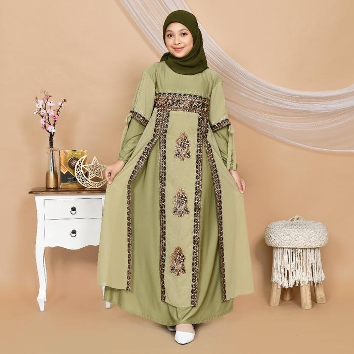 Hayya- Bahu Gamis Abaya Turki Anak Turkey Remaja Turky Couple Mewah Elegan Terbaru 2023 Hitam,