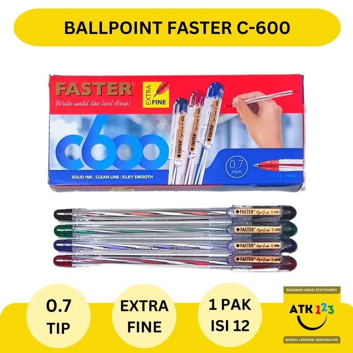 

No.OneBest- Ballpoint / Bolpen / Pulpen Faster C600 Hitam (1 Pak)