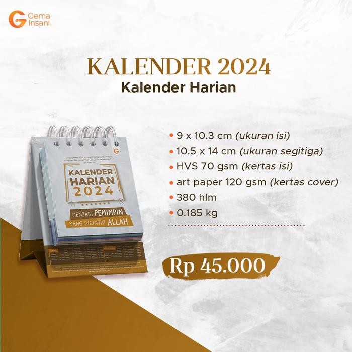 

No.OneBest- Kalender Meja 2024 Harian Muslim - Kalendar Duduk Mini Kelender Sobek