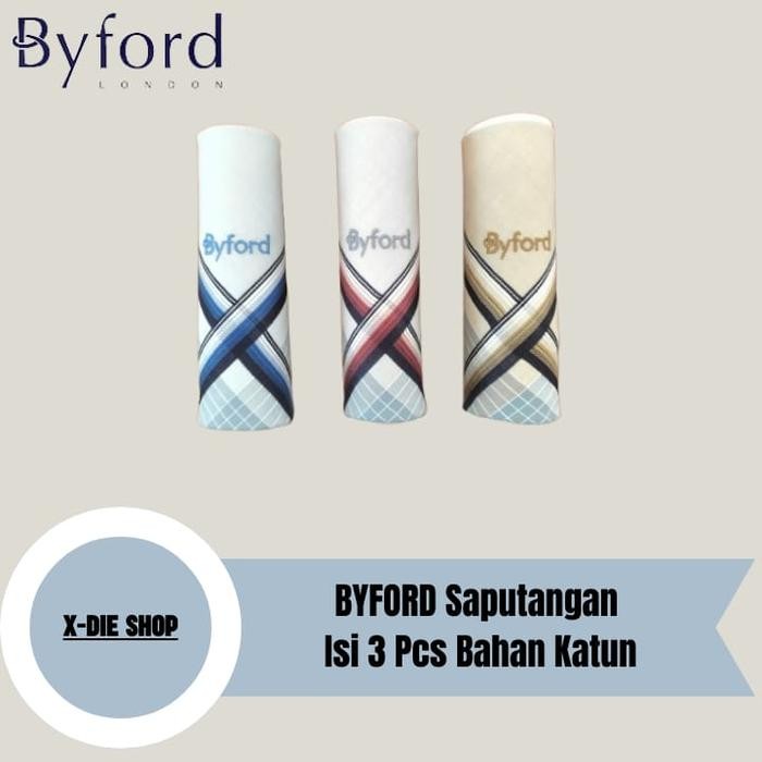 SAPUTANGAN BYFORD ISI 3 PCS KATUN SAPU TANGAN HANDKERCHIEFS X13
