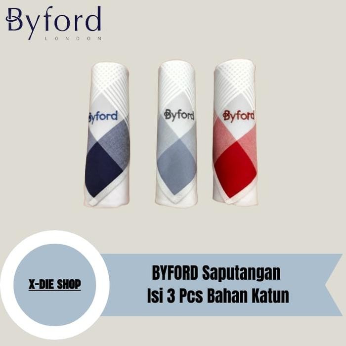SAPUTANGAN BYFORD ISI 3 PCS KATUN SAPU TANGAN HANDKERCHIEFS X03