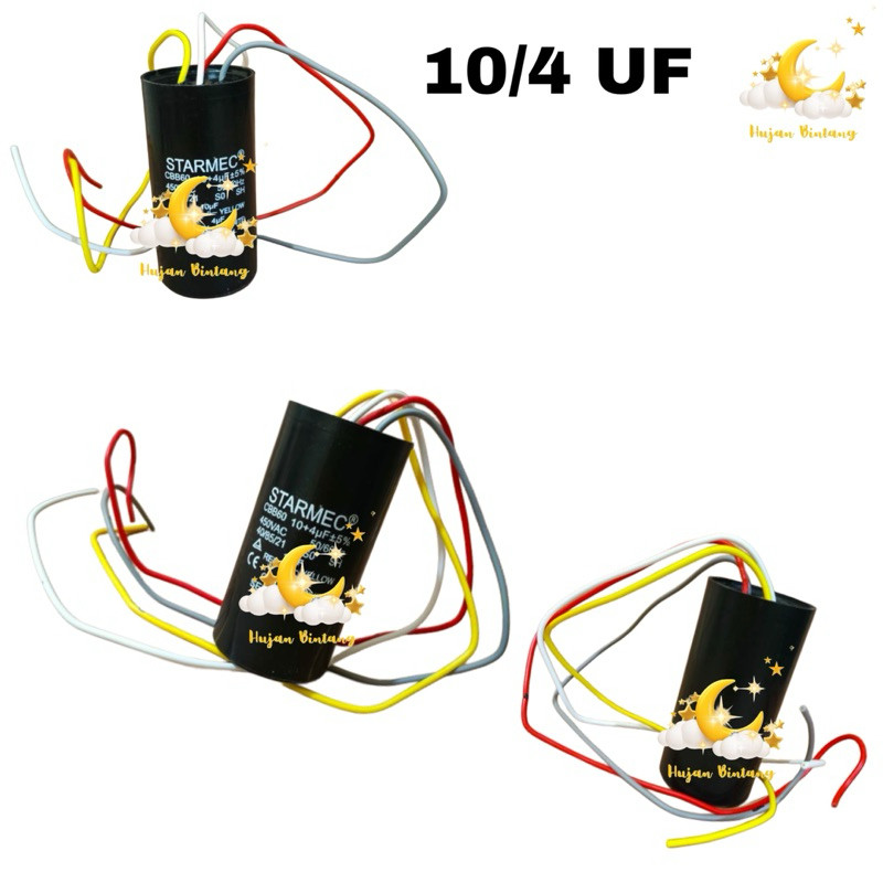 KAPASITOR MESIN CUCI 2 TABUNG CBB60 10/4UF DENPOO / KAPASITOR MESIN CUCI MERK DENPOO 2 TABUNG CBB60