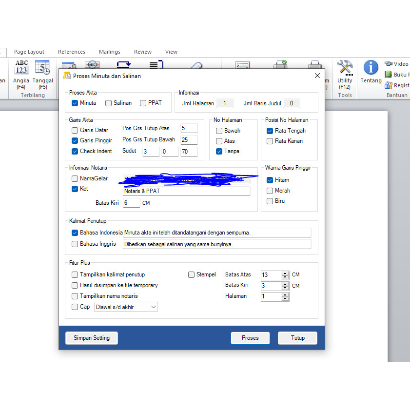 Software Aplikasi notaris Ms Word 4.1 aplikasi untuk membuat dan mencetak akta PPAT