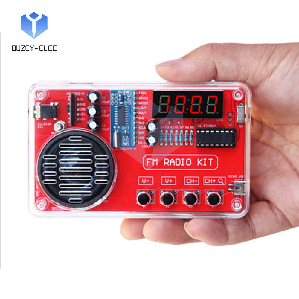 FM Radio DIY Kit 50~108MHz Adjustable Frequency Radio DIY with Speaker Digital Display Multifunction