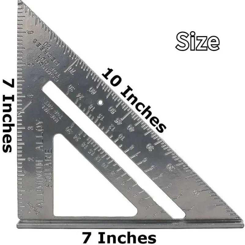 Precise Thickened Angle Ruler Aluminum Alloy Woodworking Measurement Woodworking Triangle Ruler 7 "A