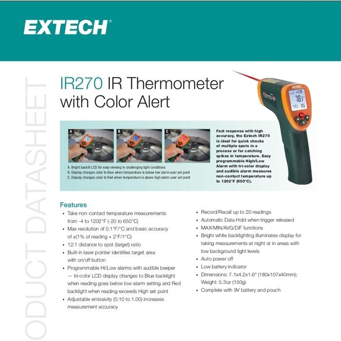 Buruan,. Ir270: Ir Thermometer With Color Alert Extech