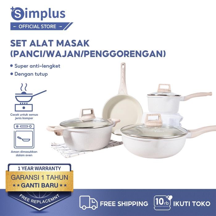 SUPER PROMO DOUBLE SUBSIDISimplus Wajan Anti Lengket 1 set 4 Wajan/ Penggorengan dan Panci