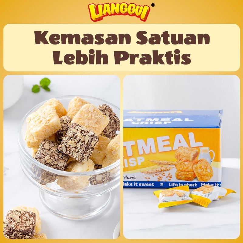 

60pcs Oatmeal Crisp Halal Biskuit Gandum Original Cemilan Sehat untuk Teh Sore Kantor Lianggui