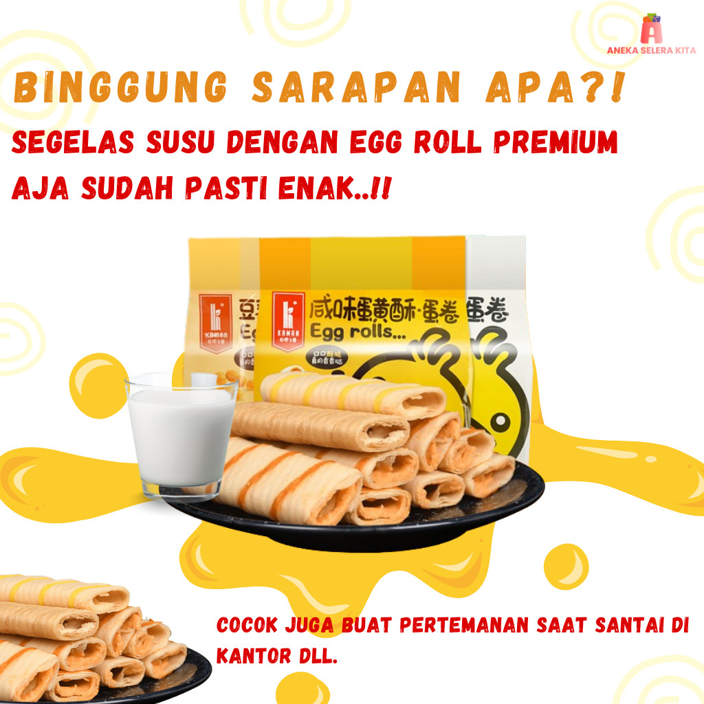 

Kaman Crispy Egg Roll Rasa Salted Egg, Cheese & Durian / Cemilan Makanan Ringan Semprong 218gr
