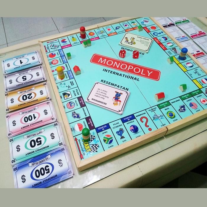 Sibarubaru monopoli internasional besar bahasa indonesia lipat kayu mainan anak keluarga hadiah kado