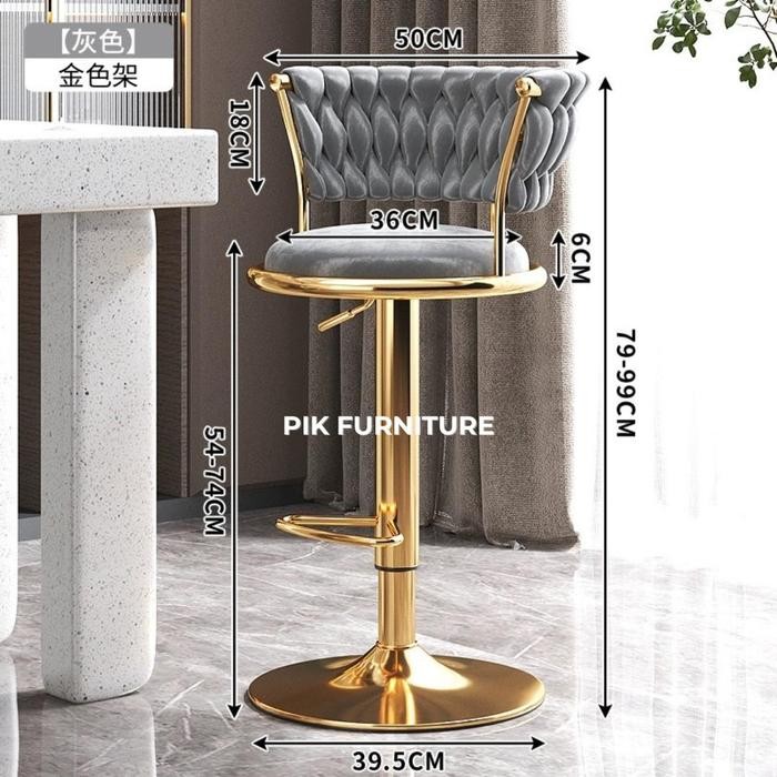 Kursi Bar Tinggi Barstool Cafe Kursi Salon Hidrolik Bangku Bar Kaki Gold Emas