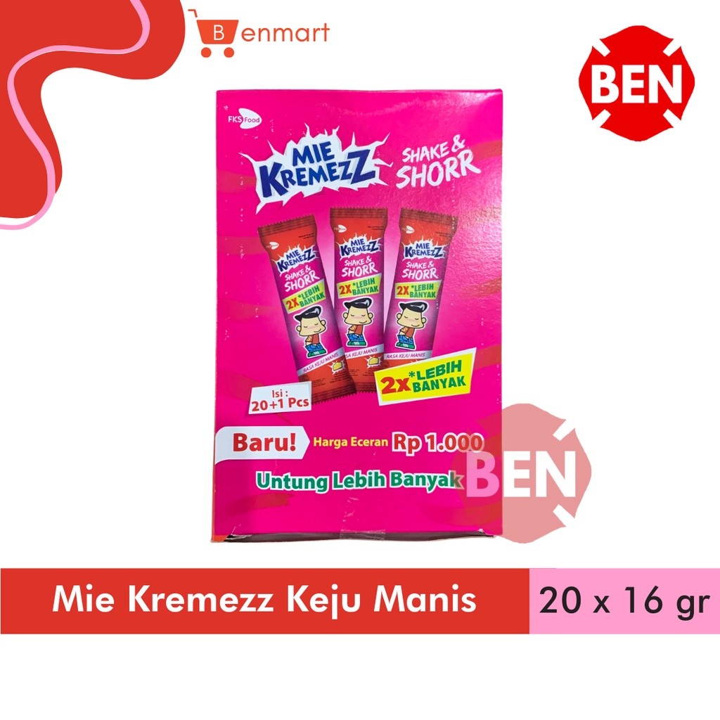 

Mie Kremezz Shake & Shorr KEJU MANIS 1 Pak Box 20 Pcs 16g 16gr 16 g gr Mi Kremez Shor 1000
