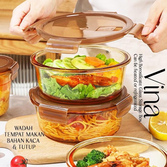 JTTOP" MANGKOK KACA TUTUP TAHAN PANAS MANGKUK SAJI TEMPAT MAKAN BOWL VINA