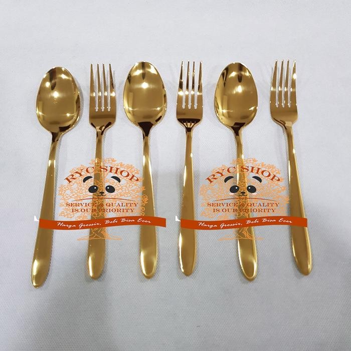JTTOP" SENDOK MAKAN EMAS & GARPU MAKAN EMAS 18-10 STAINLESS STEEL JAPAN
