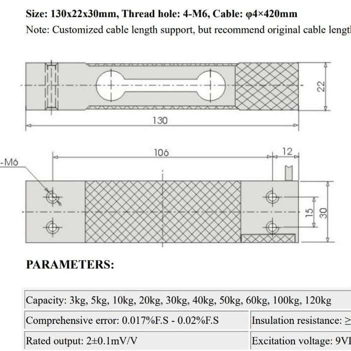 Loadcell 100Kg / Type Single Point Ygx-Cl601-100Kg