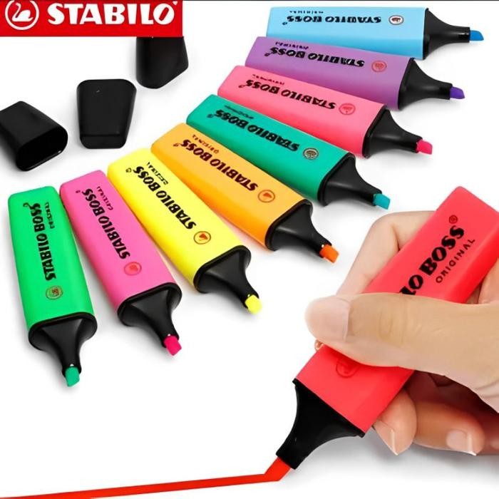 

ABILO BOSS ORIGINAL HIGITER PENANDA NEON ABILO KERTAS KANTOR SEKOLAH WARNA BOX 10PCS