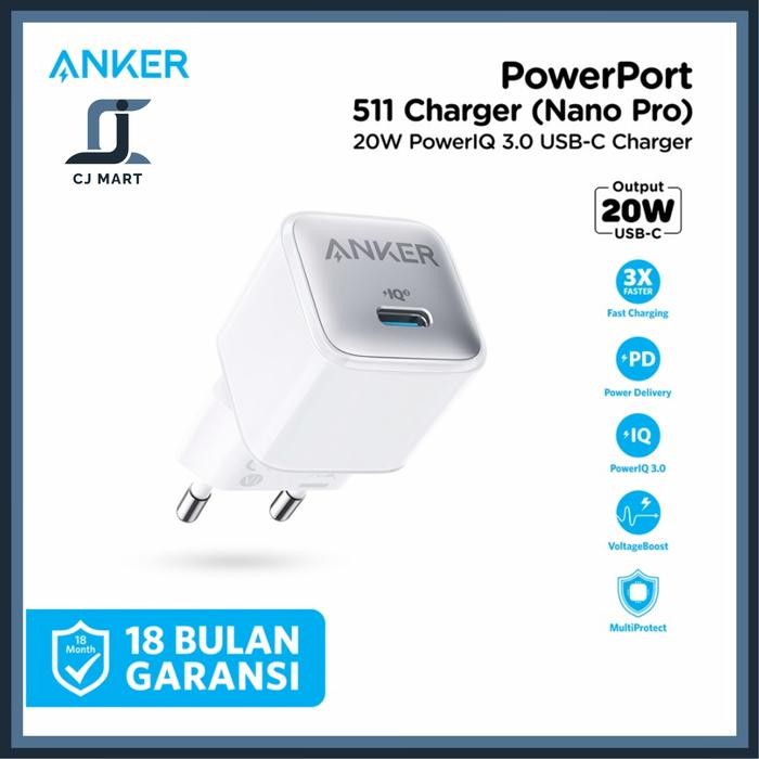 Kualiatas- Wall Charger Anker Powerport Nano Pro 20W - A2637