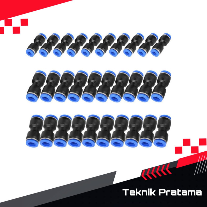 TERLARISS Fitting type PU 8mm Fitting lurus selang ke selang ukuran 8mm x 8mm