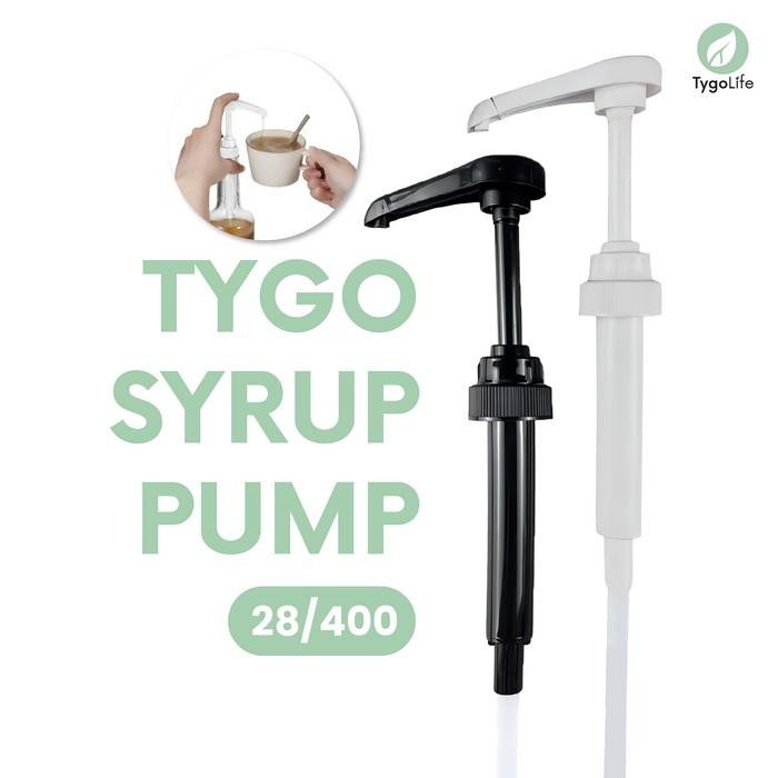 TYGO SYRUP PUMP POMPA BOTOL SIRUP DRAT PUTIH HITAM ULIR NOZZLE UNTUK SIRUP MONIN KECAP SAUS