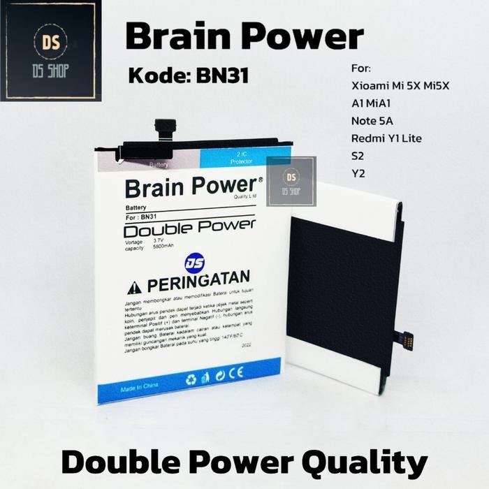 Mutu- Baterai Hp Xiaomi Note 5A Bn31 Batrai Xiomi Mi5X Batre Double Power