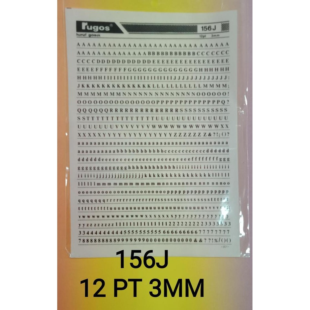 Siap- rugos huruf angka 156 j 12 pt 3 mm