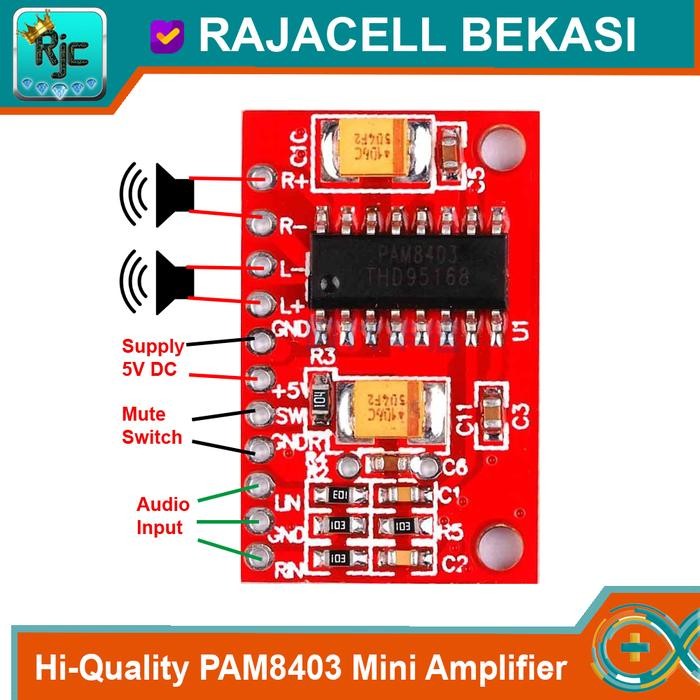 Mantap- PAM8403 2x3W Digital Power Amplifier Module PCB Merah