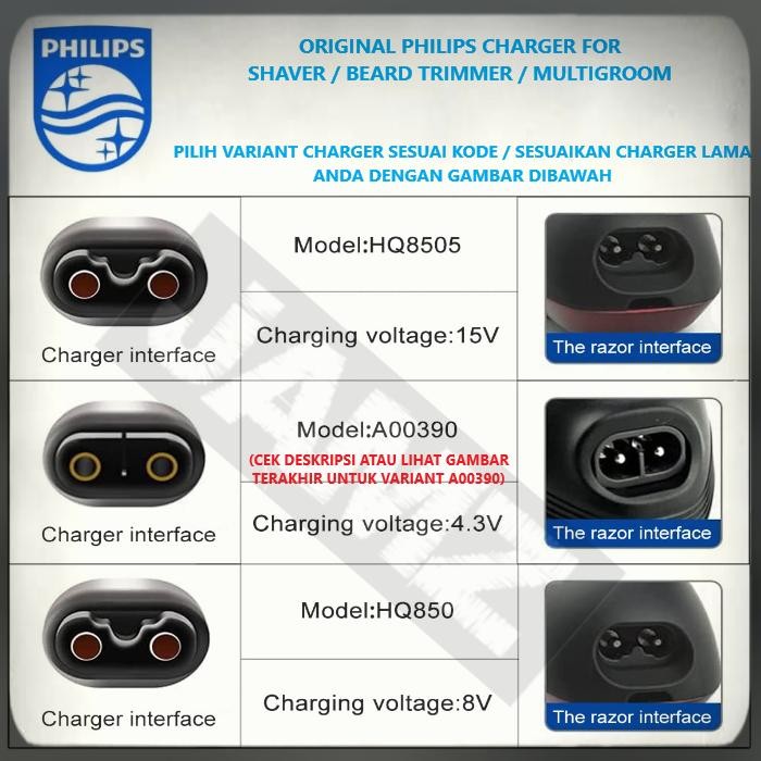 PHILIPS Charger Original HQ8505 A00390 HQ850 Adaptor Charger Ori