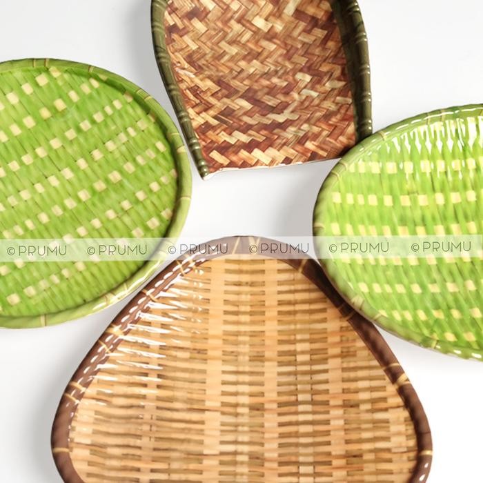 BnYkPilih- Piring Melamin Motif Anyaman - Piring Saji Unik - Piring Restoran