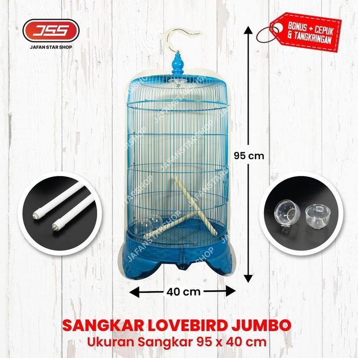 Kandang Sangkar Jumbo Lovebird Kenari Diameter 40cm + Bonus Karpet