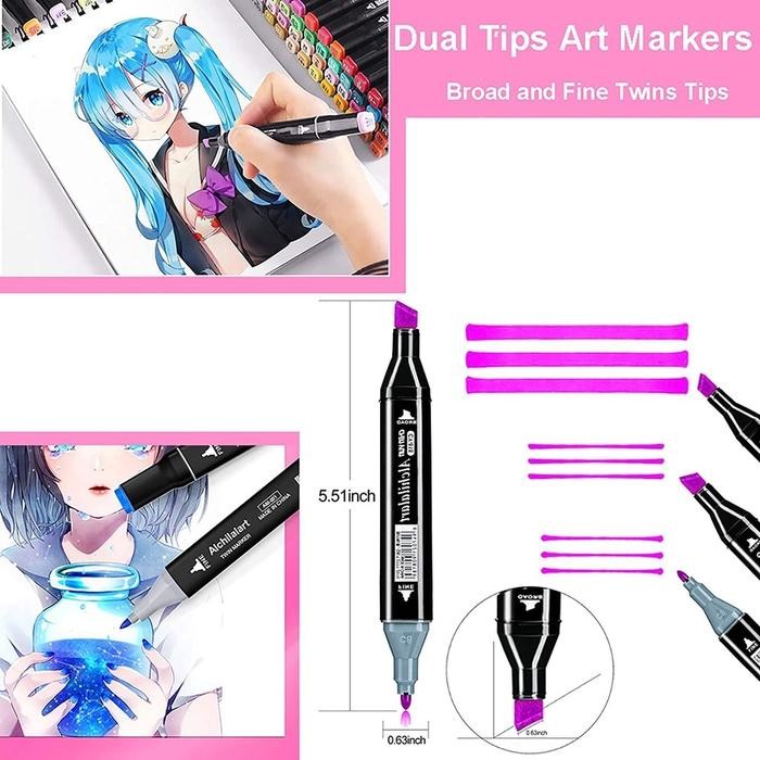 

Ready- Aimilo Spidol Warna Warni 1 Set Sketch Marker 2 Tip Touch Marker 48/60/80 Warna