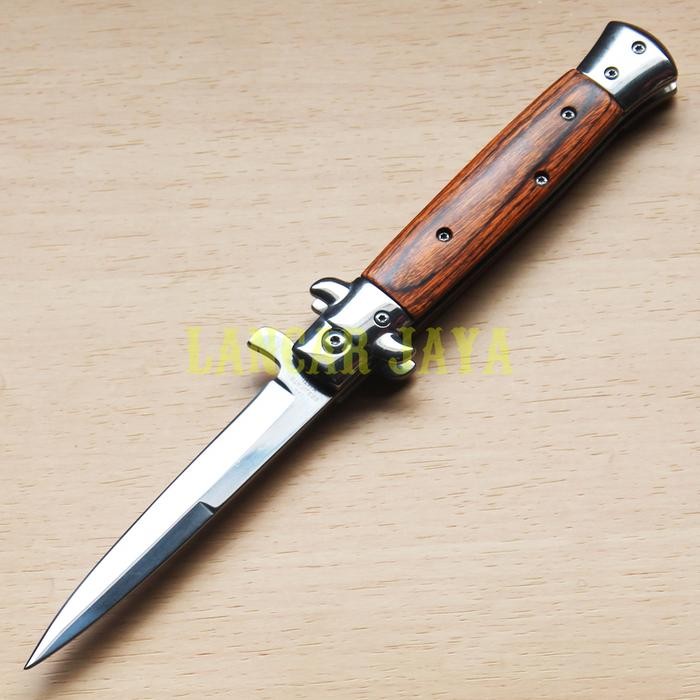 Pisau Lipat Folding Knife Stiletto Stainless Italy 440 #Gratisongkir