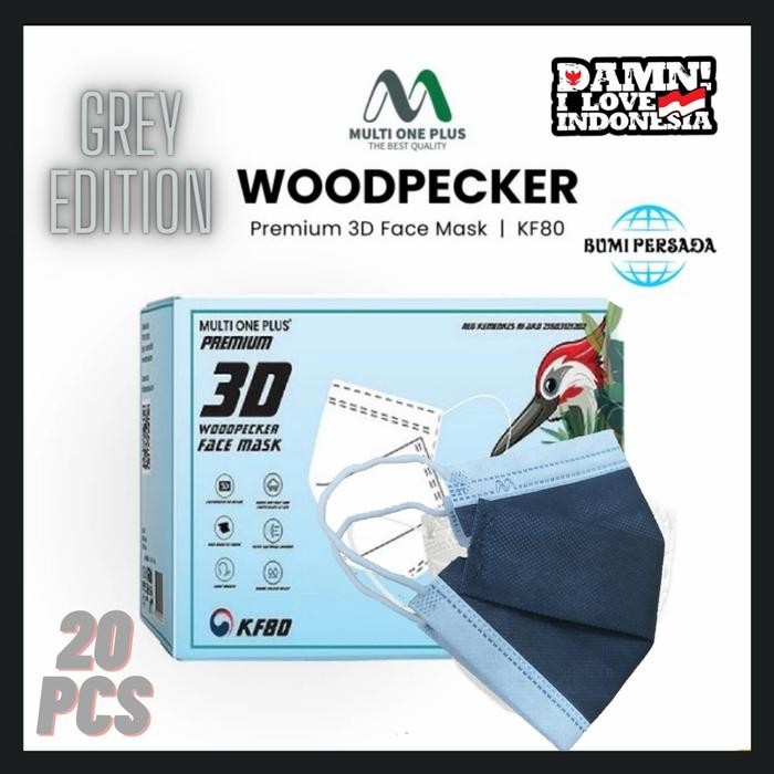 Multi One Plus KF80 Masker 3ply Medis Korea 3D Woodpecker 3 ply 20 pcs