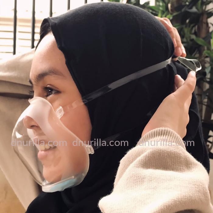 Masker Hijab Transparan masker bening masker silikon washable headloop