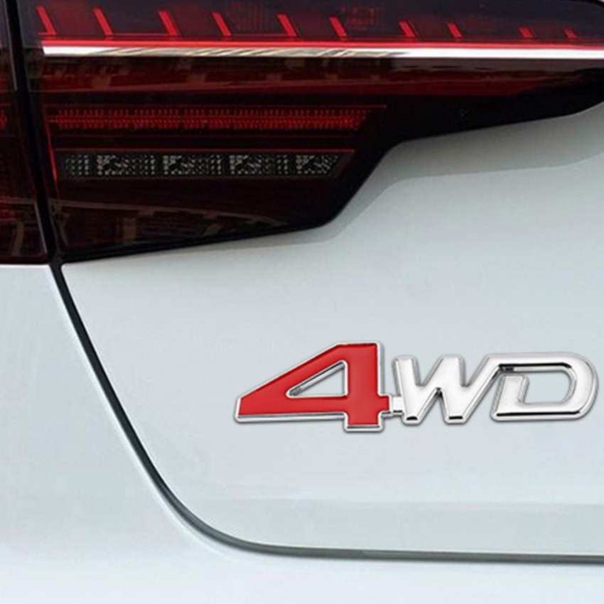 Purvisco - Emblem Logo Mobil 4WD Bahan metal 3D - Stiker Emblem Logo 4WD