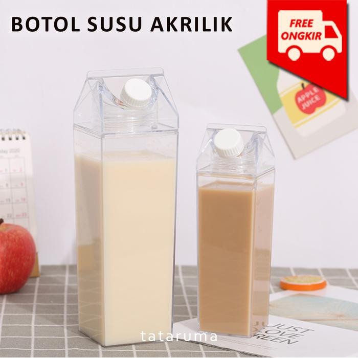 (BestSeries) MIRU - Botol Refill Kotak Susu Akrilik Transparan Kedap Udara 1L