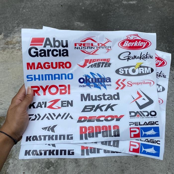 

Stiker Pancing Pack Isi 20Pcs Logo brand mancing terkenal Murah Stiker untuk Tackle Box Kayak Kotak