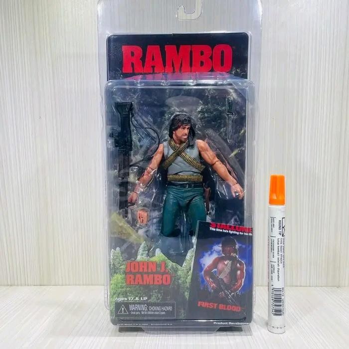 mainan action figure Neca rambo john j rambo stallone first blood ting