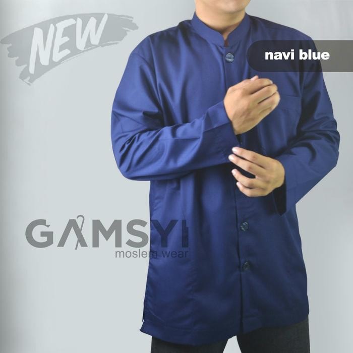 Baju Koko Putih Polos Jumbo/Koko Dewasa Lengan Panjang/Koko Gamsyi