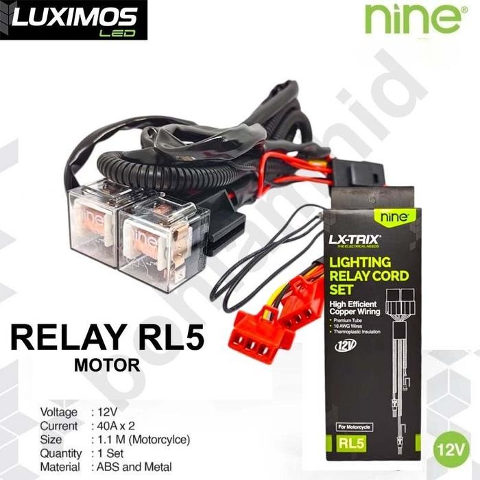 Relay Lampu Tembak MOTOR Luminos RL5 LX Trix 2 x 40A Luximos Kabel Relay Set Lampu Sorot Projektor *