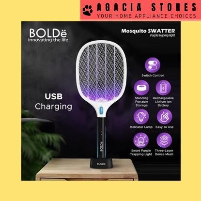 Raket Nyamuk Bolde Swatter 2 in 1 Raket Listrik Bolde Anti Nyamuk