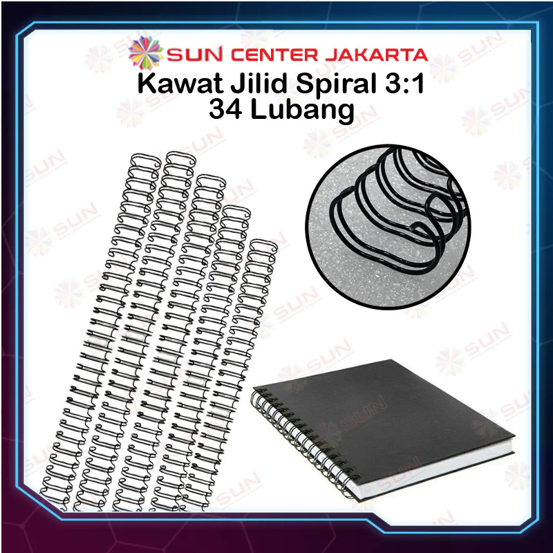 

Spiral Kawat / Ring Kawat Jilid Spiral 3:1 34 Lubang Warna Hitam / Putih