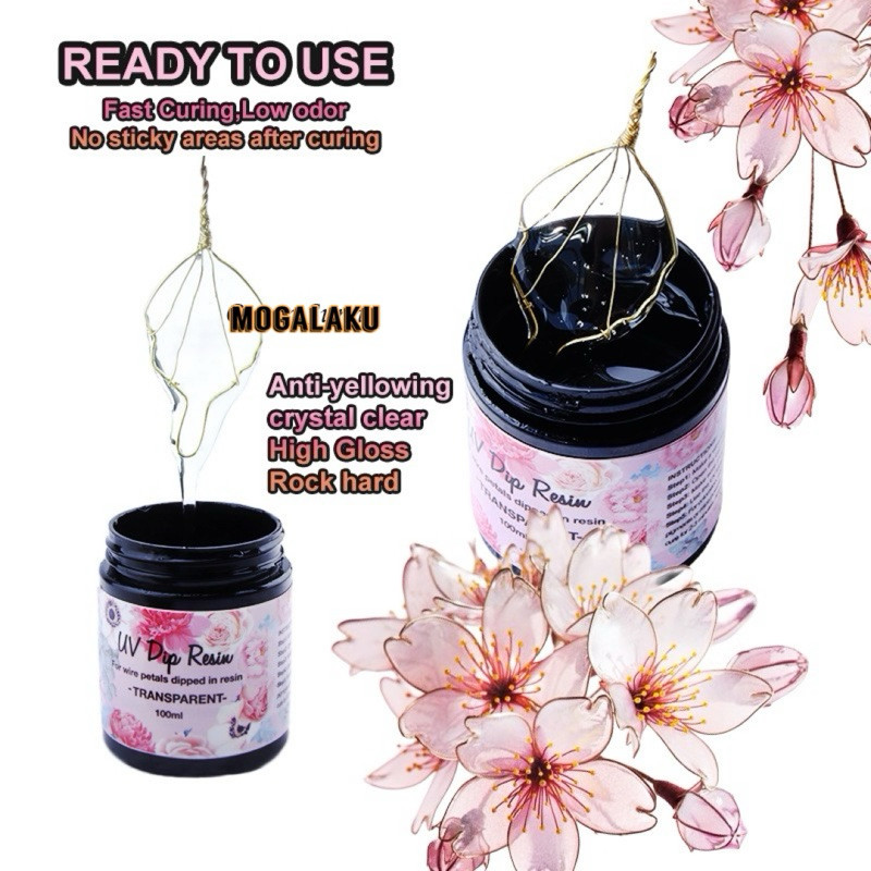 

UV DIP RESIN Lem Resin Celup Tidak Berbau Cn Pembuat Haiin Jepit Rambut Anting Bunga Bening DIY