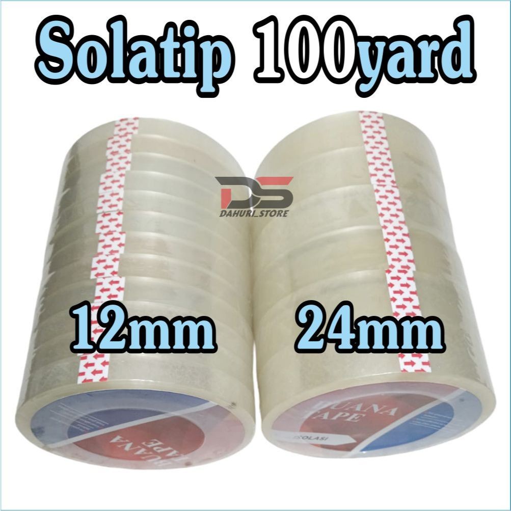 

LAKBAN BENING / SOLATIP / SELOTIP / isolasi bening UKURAN 24MM X 100 yard 1 DUS