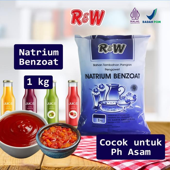 

New Natrium Benzoat Pengawet Makanan Minuman Rajawali R&W RW 1 kg