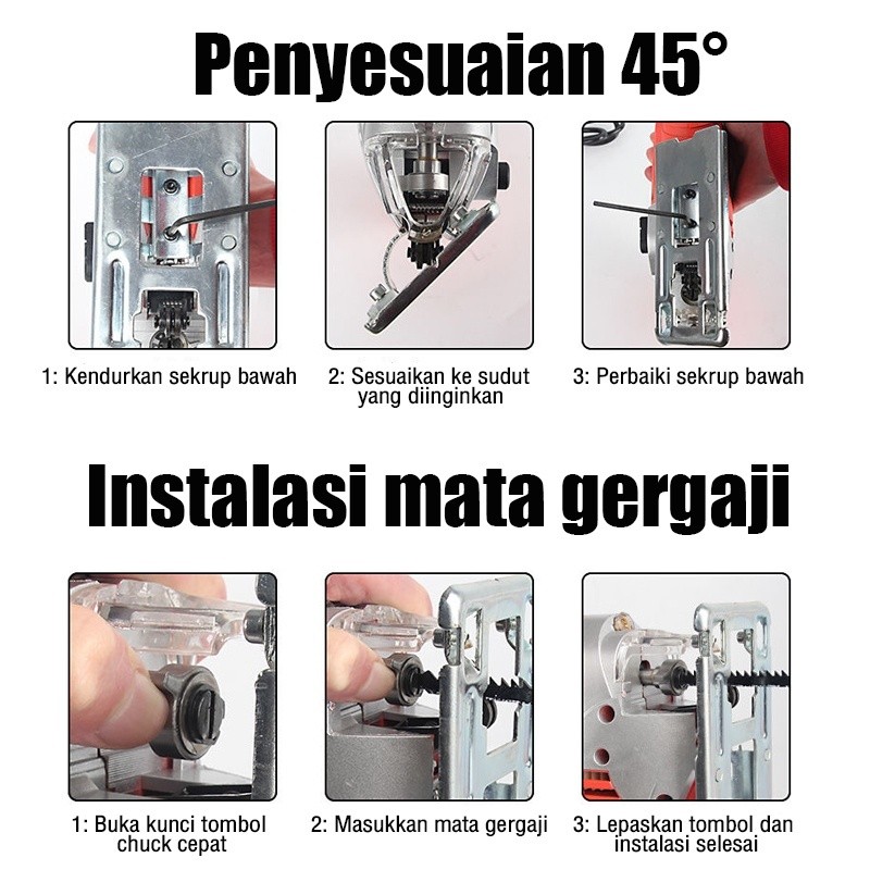 REAIM MESIN GERGAJI JIGSAW 450W GERGAJI LISTRIK GERGAJI KAYU MESIN POTONG BESI CES JIKSAW GERGAJI