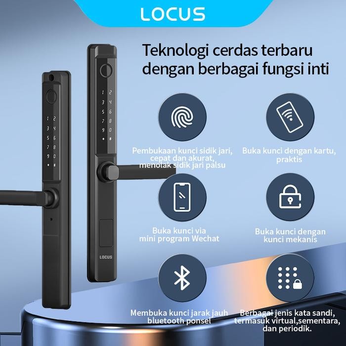 Locus S4 Wateroof Smart Door Lock, Kunci Pintu Geser, Kaca, Kunci Pintu Digital Sidik Jari,